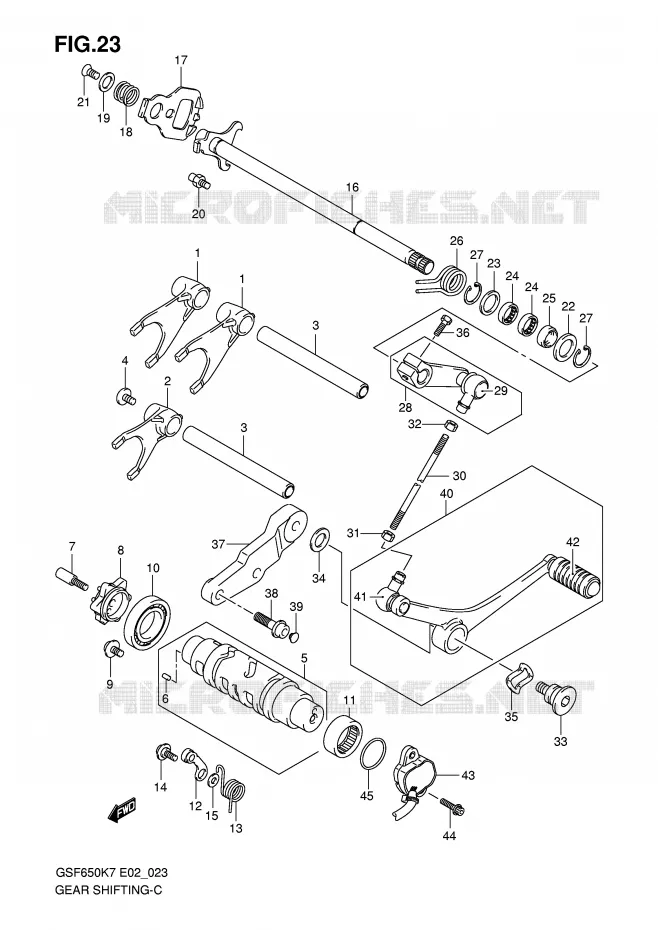 ENSEMBLE DE SELECTION DE VITESSES Suzuki MOTO 650 BANDIT 2008  GSF650SUAK8(E2)