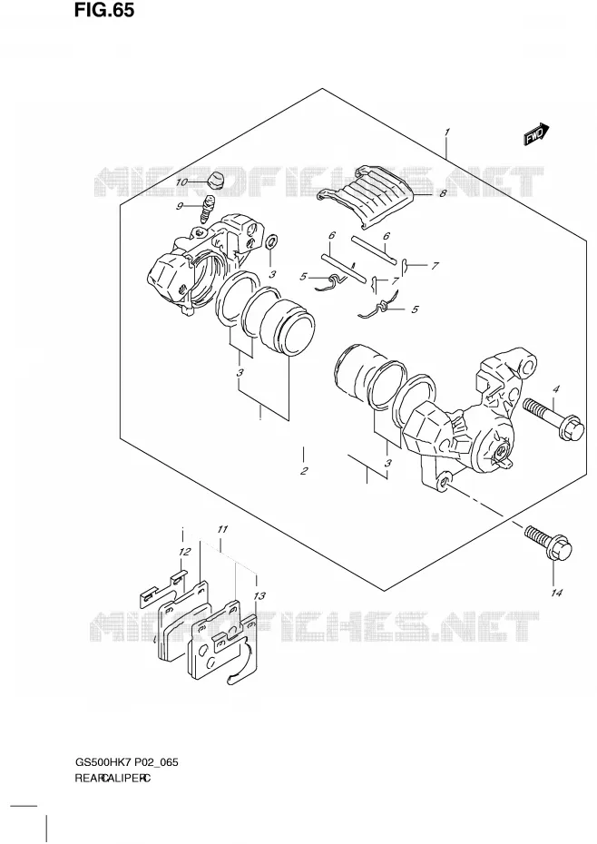 ETRIER DE FREIN ARRIERE Suzuki MOTO 500 GS-E 2007  GS500HUK7(P02)