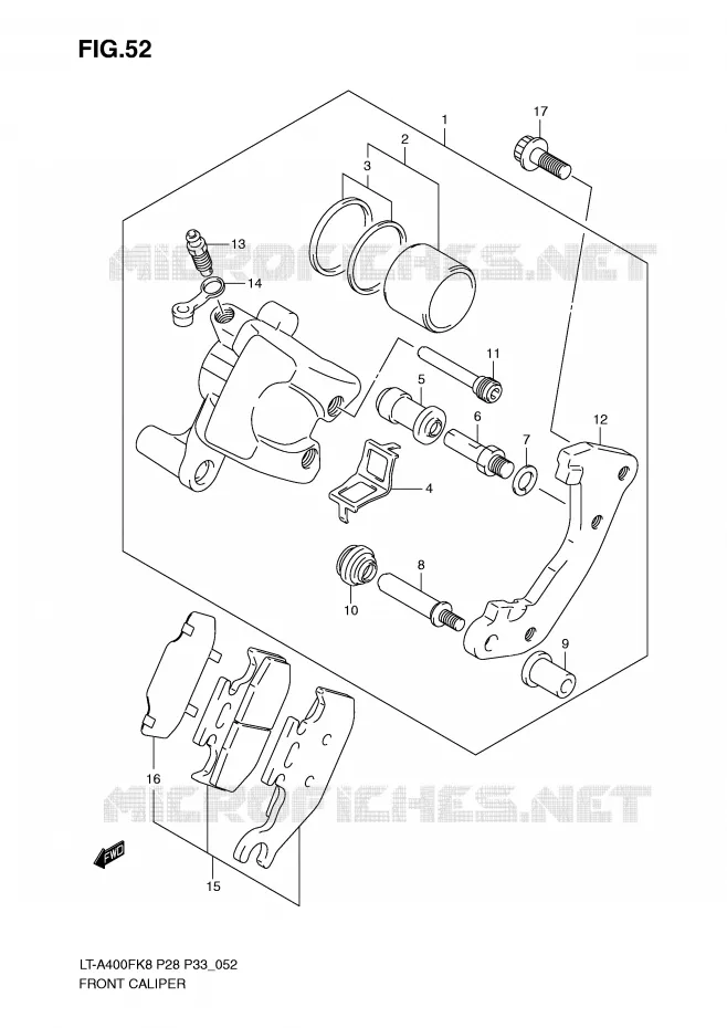 ETRIER DE FREIN AVANT Suzuki QUAD 400 KINGQUAD 2010  LT-A400FUL0(P28/P33)