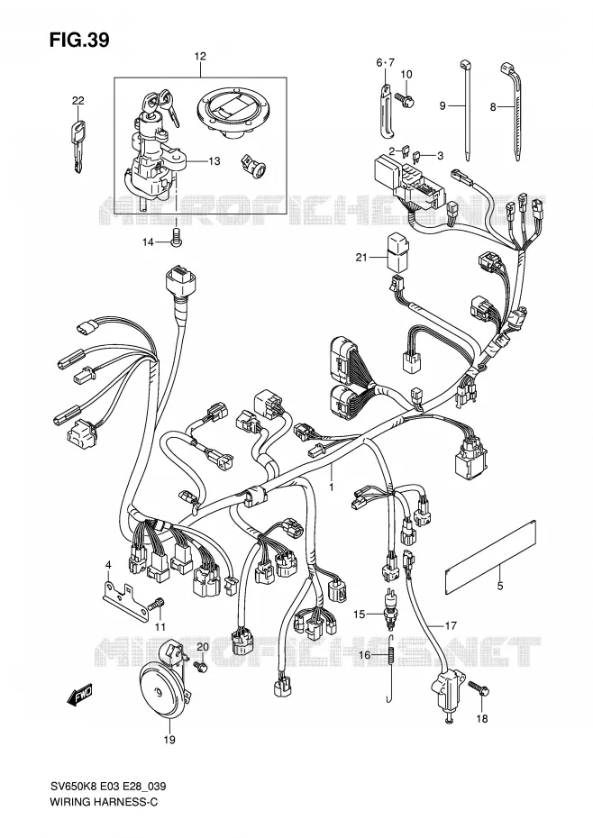 FAISCEAU ELECTRIQUE (SV650K8/K9) Suzuki MOTO 650 SV-S 2009  SV650SK9(E3/E28)