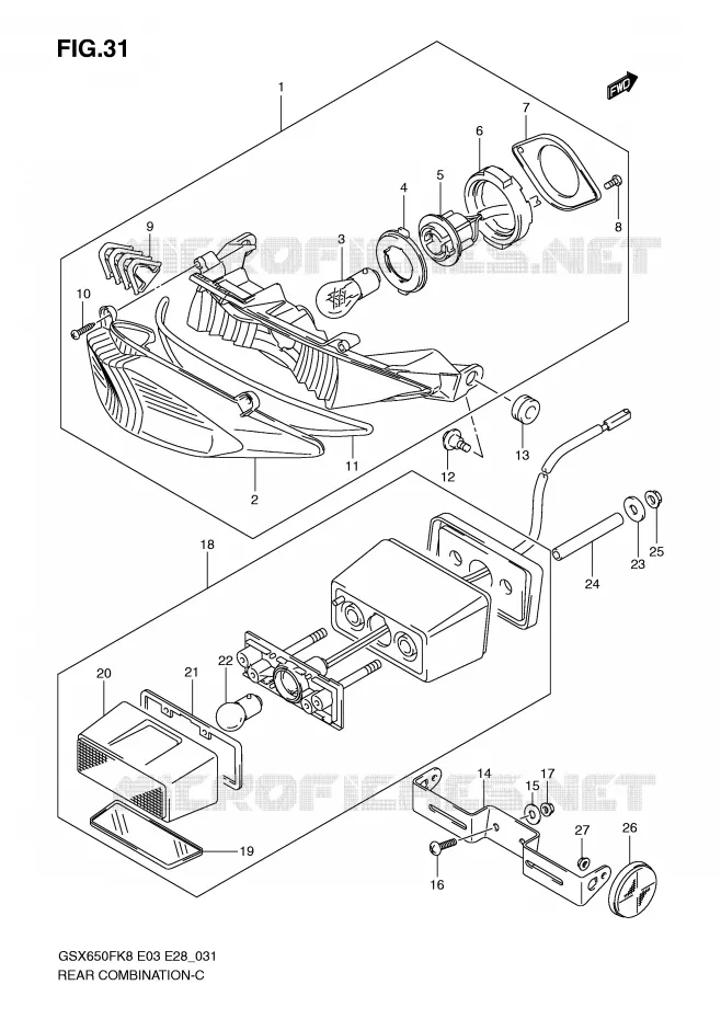 FEU ARRIERE Suzuki MOTO 650 GSX-F 2010  GSX650FAL0(E3/E28)
