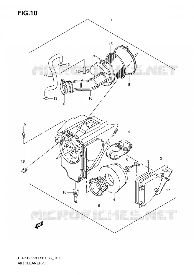 FILTRE A AIR Suzuki MOTO 125 DR-Z 2009  DR-Z125LK9(E28/E33)