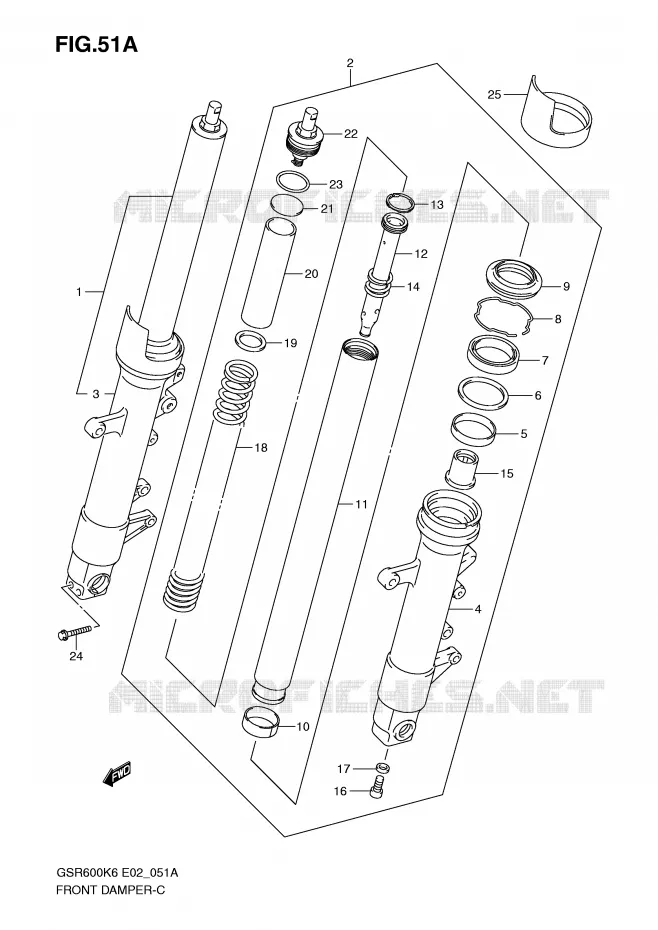 FOURCHE (MODEL K8/K9/L0) Suzuki MOTO 600 GSR 2010  GSR600AL0(E2)