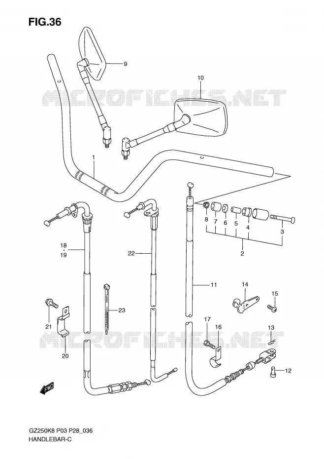 GUIDON Suzuki MOTO 250 MARAUDER 2009  GZ250K9(P3)