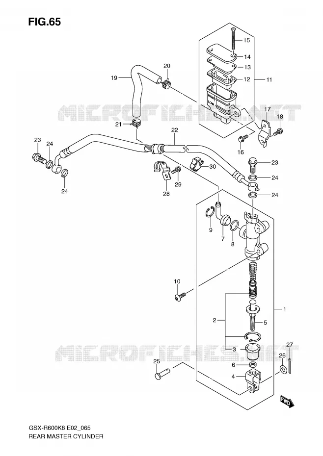 MAITRE CYLINDRE ARRIERE Suzuki MOTO 600 GSX-R 2010  GSX-R600UEL0(E2)