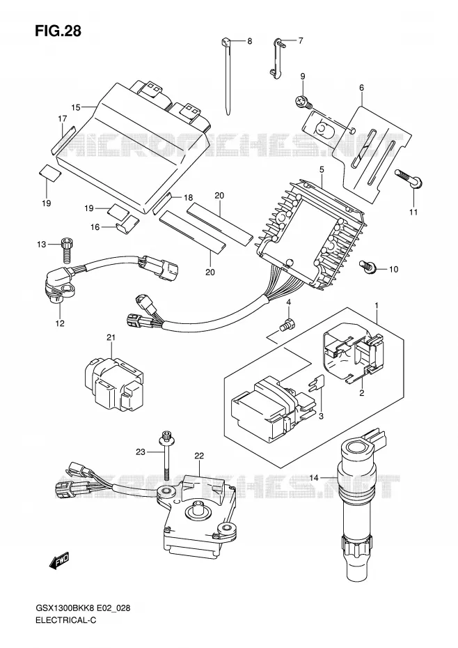 PARTIE ELECTRIQUE (E2/E19/E24) Suzuki MOTO 1300 B-KING 2009  GSX1300BKU2K8(E2)