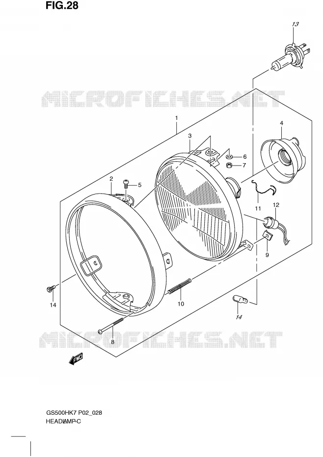 PHARE (GS500H P2, P19, P54, GS500HU P19) Suzuki MOTO 500 GS-F 2007  GS500FMK7(P02)