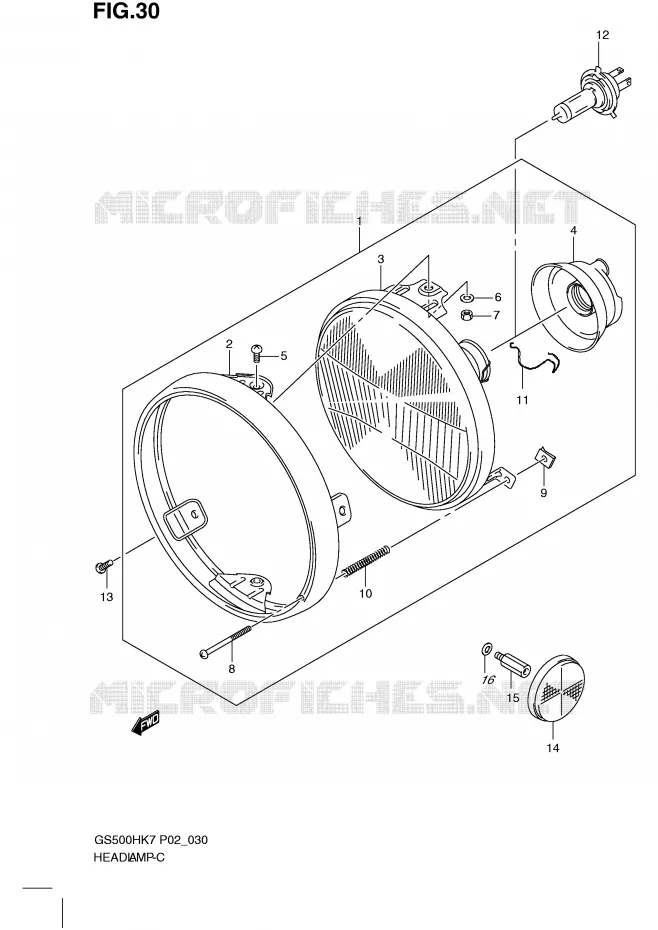 PHARE (GS500H P24) Suzuki MOTO 500 GS-F 2007  GS500FHK7(P02)