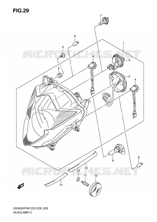 PHARE Suzuki MOTO 650 GSX-F 2009  GSX650FK9(E3/E28)