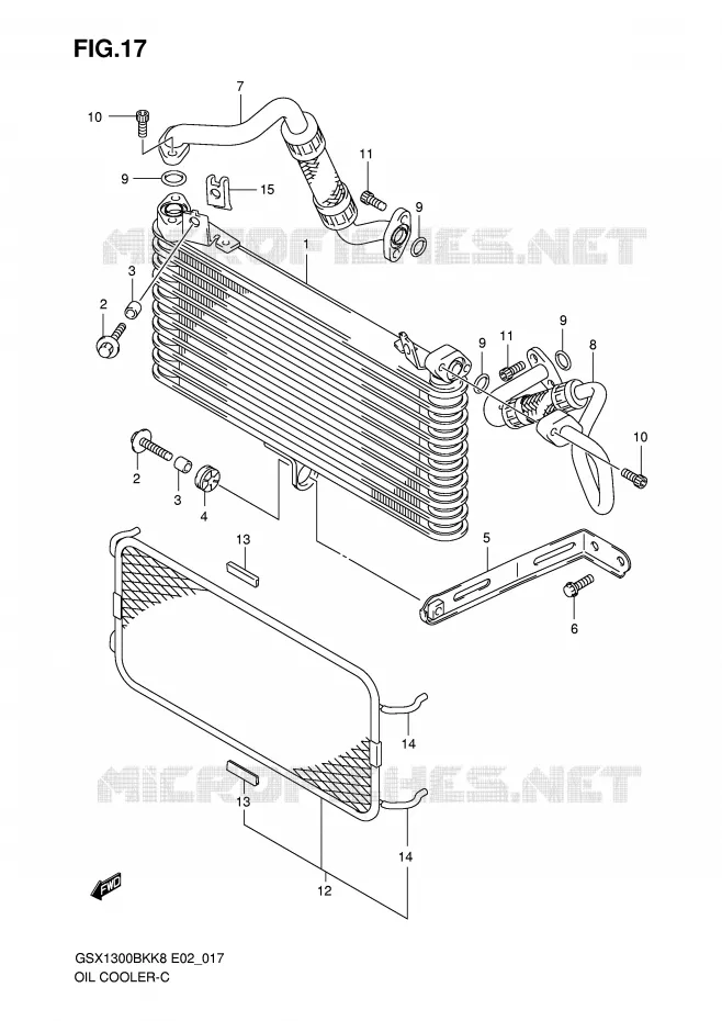 RADIATEUR D'HUILE Suzuki MOTO 1300 B-KING 2009  GSX1300BKAK9(E2)
