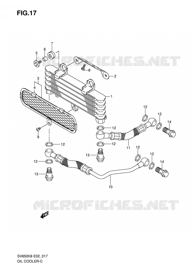 RADIATEUR D'HUILE Suzuki MOTO 650 SV 2009  SV650SUK9(E2)