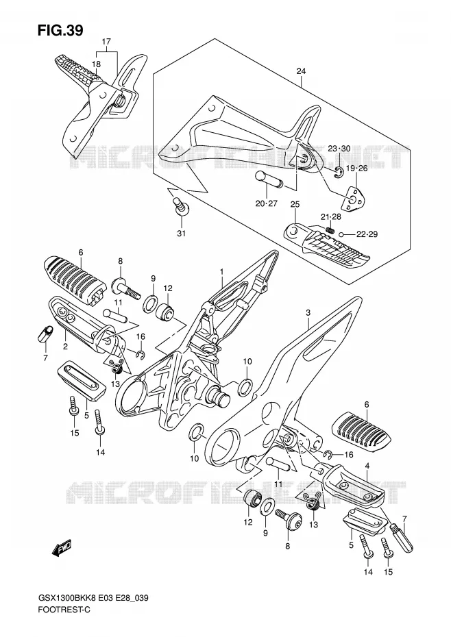 REPOSE PIED Suzuki MOTO 1300 B-KING 2009  GSX1300BKAK9(E3/E28)