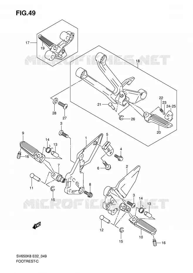 REPOSE PIED Suzuki MOTO 650 SV 2009  SV650SK9(E2)