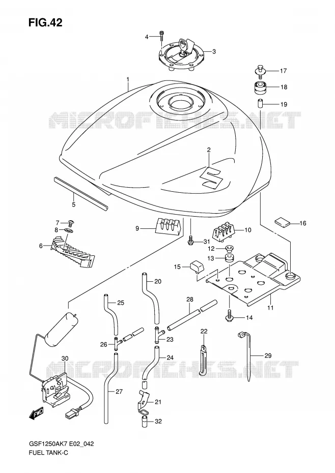 RESERVOIR D'ESSENCE (MODEL K7/K8) Suzuki MOTO 1250 BANDIT-S 2009  GSF1250SK9(E2)