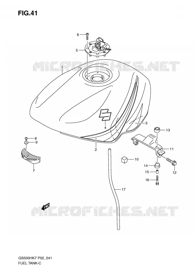 RESERVOIR D'ESSENCE (MODEL K7) Suzuki MOTO 500 GS-F 2007  GS500FHK7(P02)