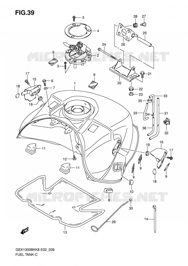 RESERVOIR D'ESSENCE (MODEL K8/K9) Suzuki MOTO 1300 B-KING 2010  GSX1300BKAL0(E2)