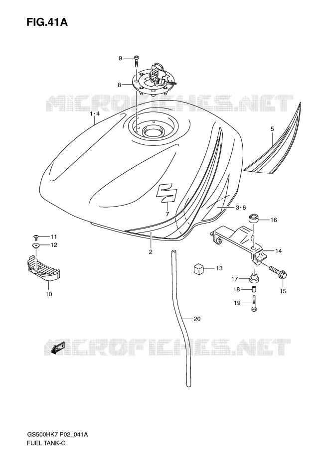 RESERVOIR D'ESSENCE (MODEL K8) Suzuki MOTO 500 GS-F 2007  GS500FMK7(P02)