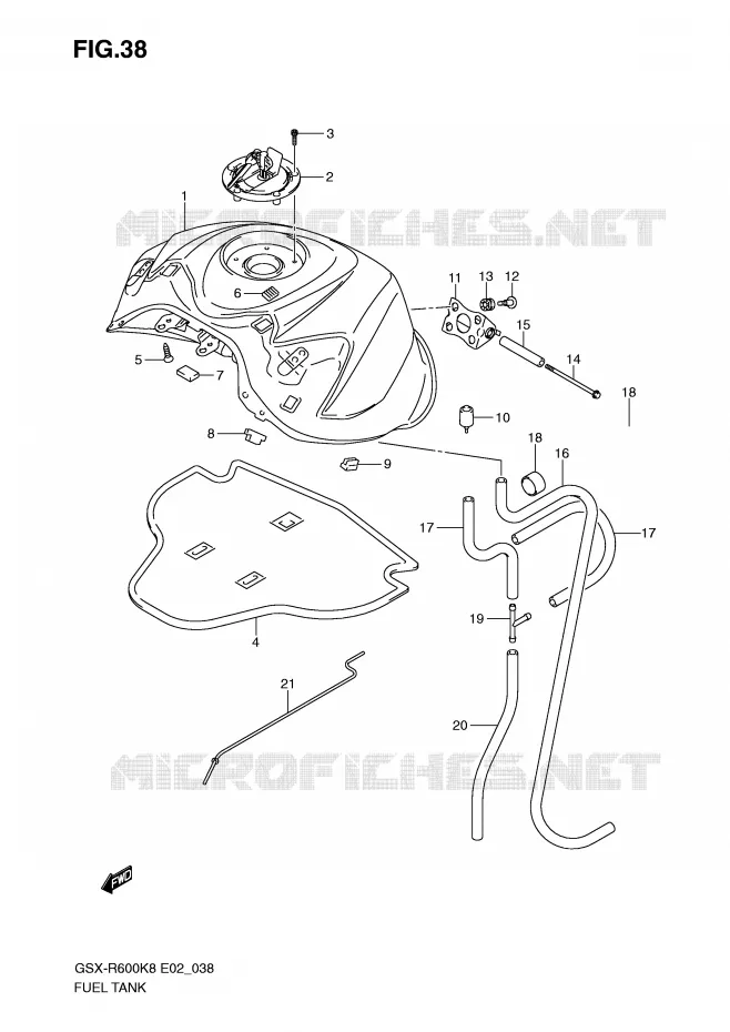 RESERVOIR D'ESSENCE (MODEL K8) Suzuki MOTO 600 GSX-R 2008  GSX-R600U2K8(E2)