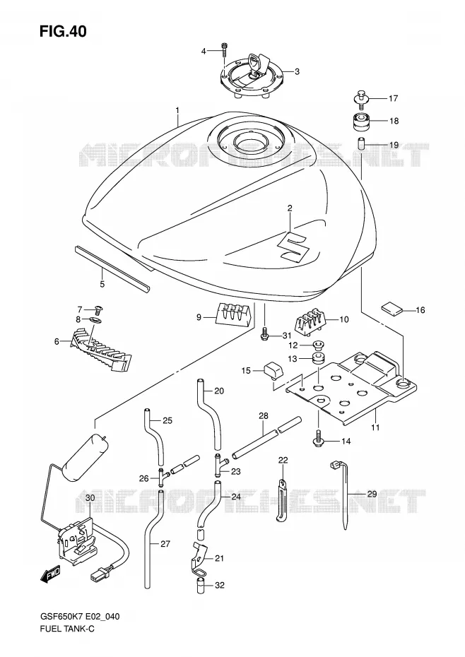 RESERVOIR D'ESSENCE Suzuki MOTO 650 BANDIT 2007  GSF650K7(E19)