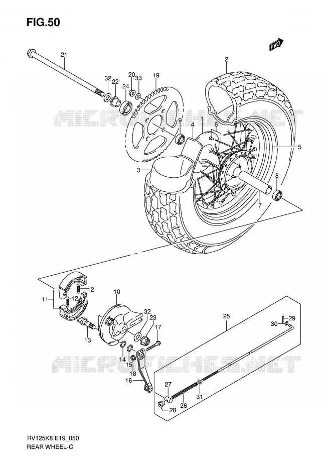 ROUE ARRIERE Suzuki MOTO 125 VAN-VAN 2012  RV125L0(E19)