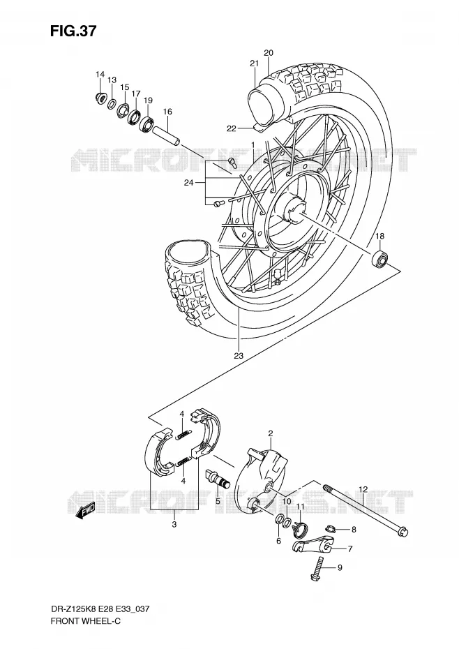 ROUE AVANT (DR-Z125) Suzuki MOTO 125 DR-Z 2012  DR-Z125LL0(E28/E33)