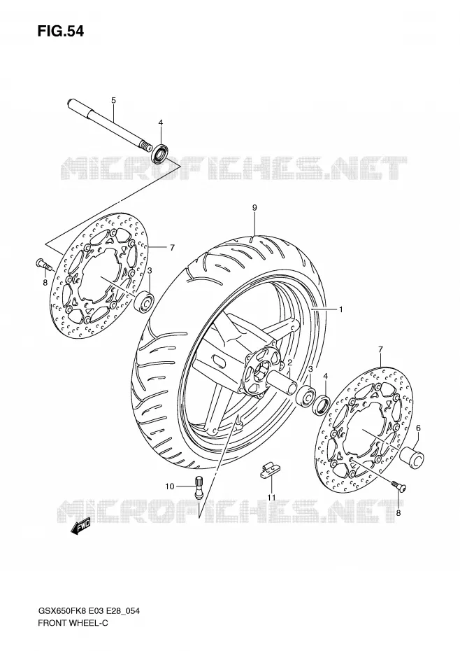 ROUE AVANT (GSX650FK8/K9/L0) Suzuki MOTO 650 GSX-F 2010  GSX650FAL0(E3/E28)
