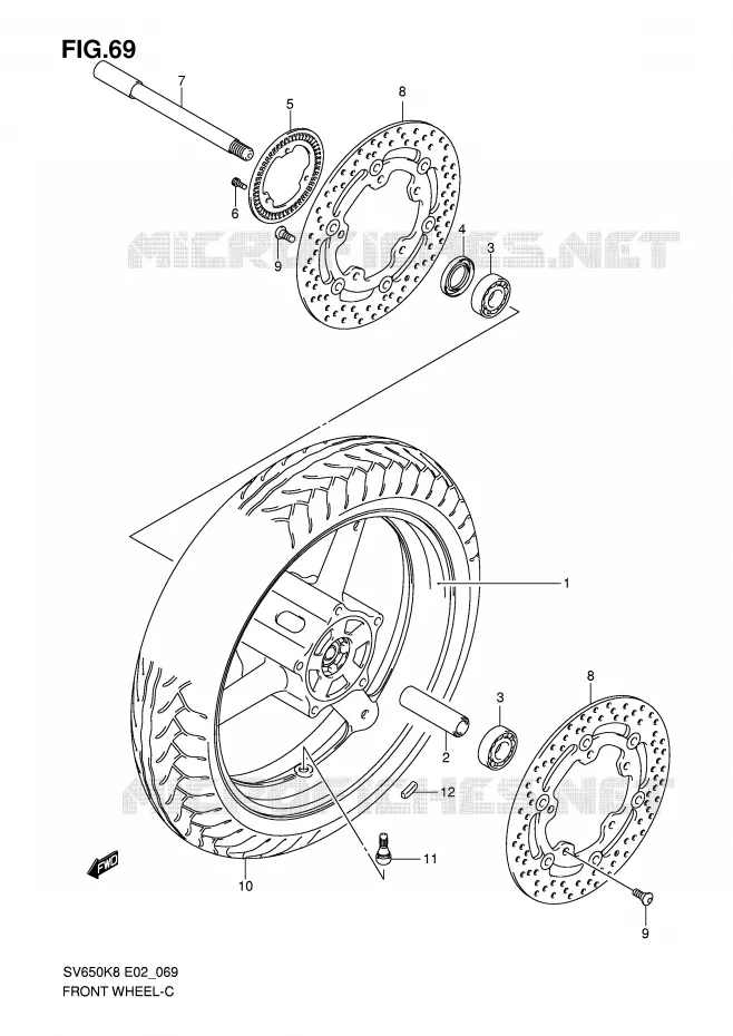 ROUE AVANT (VOIR NOTE) Suzuki MOTO 650 SV 2010  SV650SL0(E2)