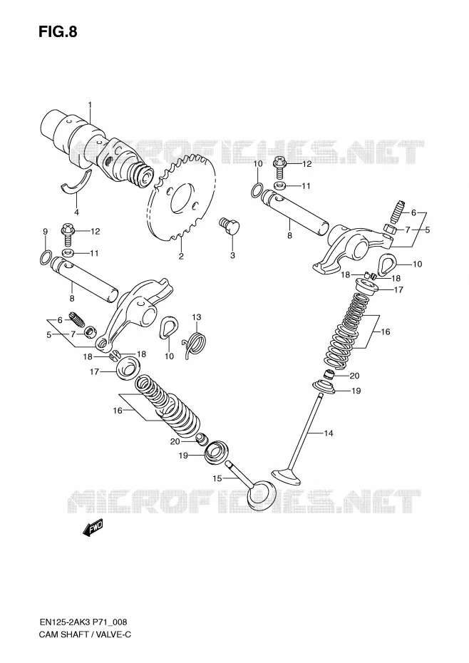 ARBRE A CAMES - SOUPAPES Suzuki MOTO 125 EN 2008  EN125-2AK8(P71)