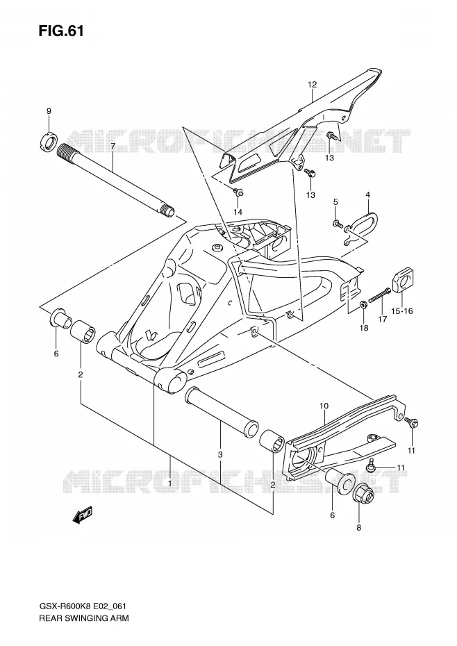 BRAS OSCILLANT ARRIERE Suzuki MOTO 600 GSX-R 2009  GSX-R600UEK9(E2)