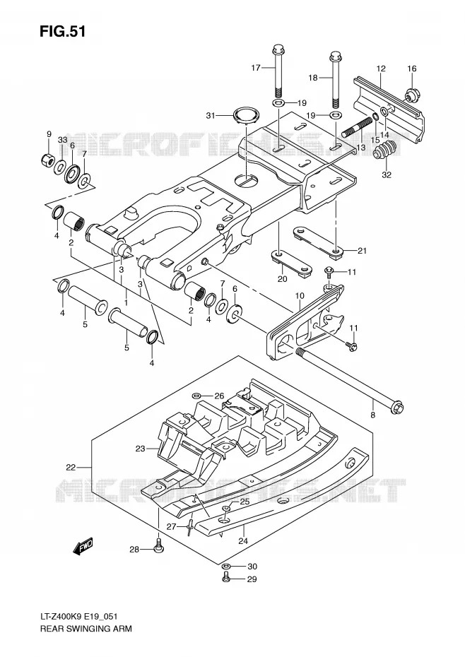 BRAS OSCILLANT ARRIERE Suzuki QUAD 400 QUADSPORT 2009  LT-Z400K9(E19)