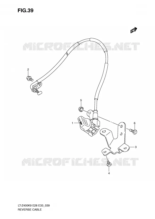CABLE DE MARCHE ARRIERE Suzuki QUAD 400 QUADSPORT 2009  LT-Z400ZK9(E28/E33)