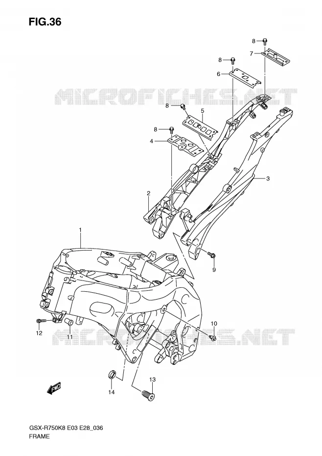 CADRE (MODEL K8/K9) Suzuki MOTO 750 GSX-R 2008  GSX-R750K8(E3/E28)