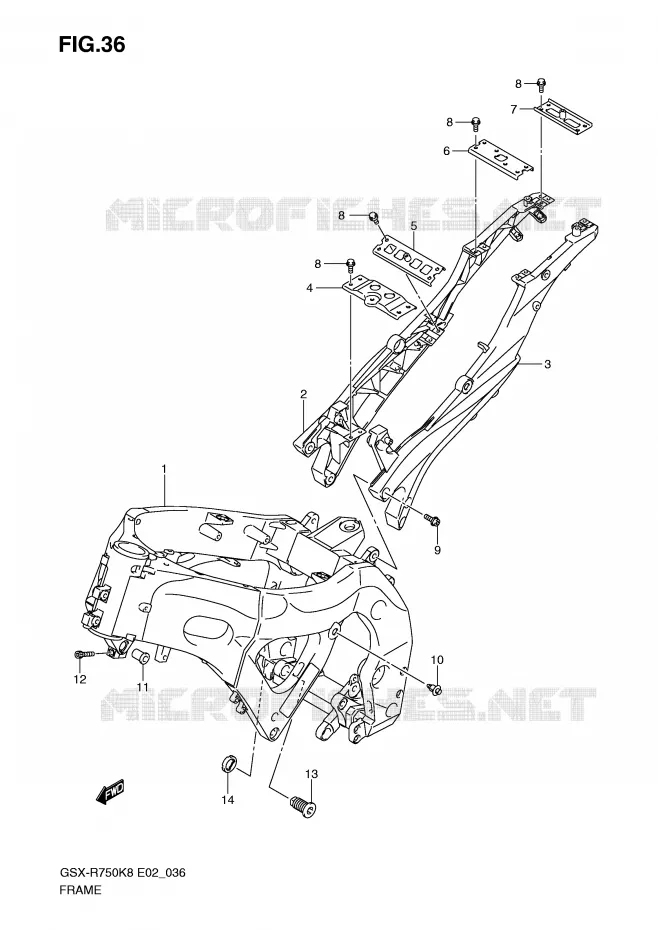 CADRE (MODEL K8/K9) Suzuki MOTO 750 GSX-R 2009  GSX-R750UFK9(E2)
