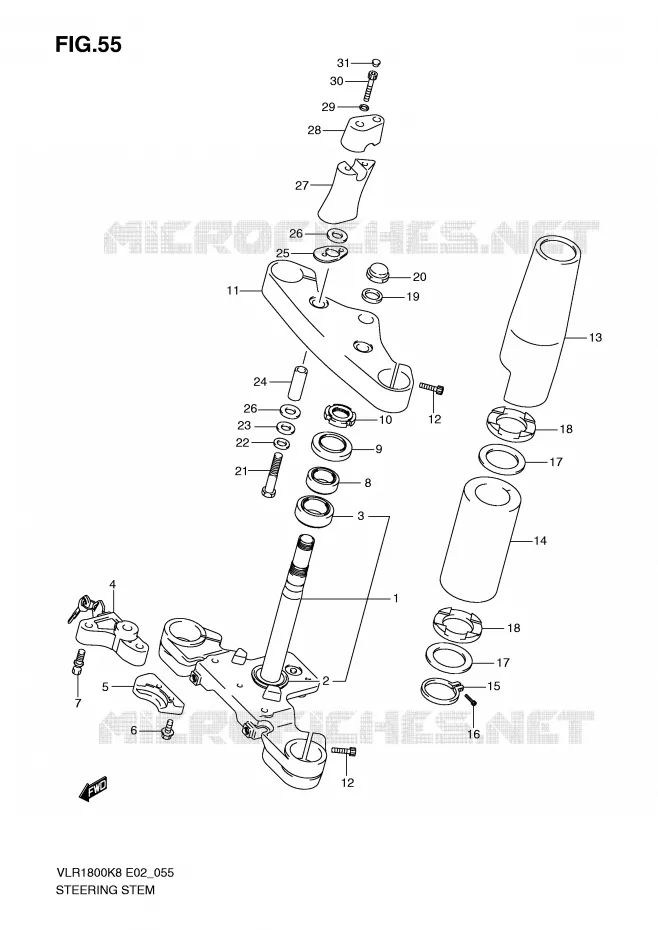 COLONNE DE DIRECTION Suzuki MOTO 1800 INTRUDER 2008  VLR1800K8(E2)