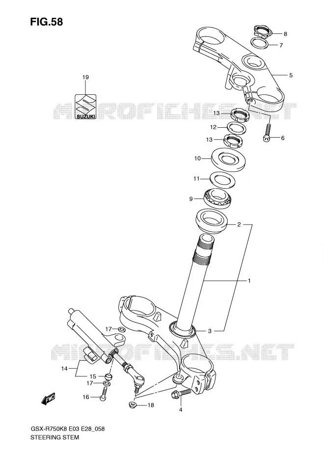 COLONNE DE DIRECTION Suzuki MOTO 750 GSX-R 2010  GSX-R750L0(E3/E28)
