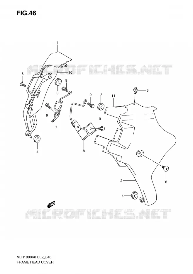 COUVERCLES DE CADRE AVANT Suzuki MOTO 1800 INTRUDER 2010  VLR1800L0(E2)