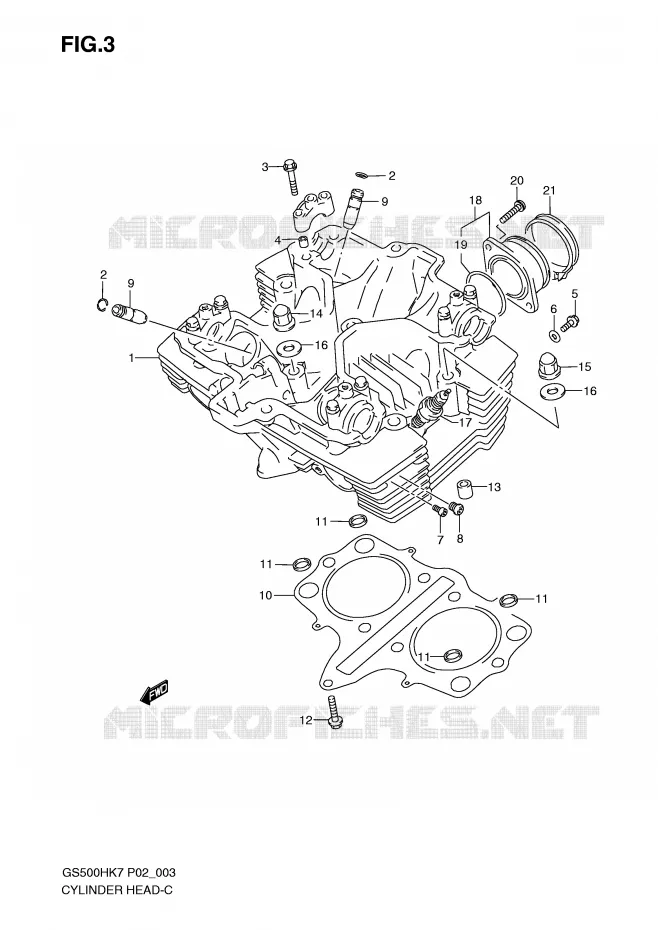 CULASSE Suzuki MOTO 500 GS-E 2007  GS500HUK7(P02)