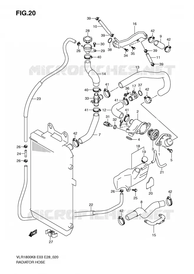 DURITE DE RADIATEUR Suzuki MOTO 1800 BOULEVARD 2010  VLR1800TL0(E3/E28)