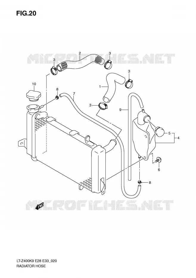 DURITE DE RADIATEUR Suzuki QUAD 400 QUADSPORT 2009  LT-Z400ZK9(E28/E33)