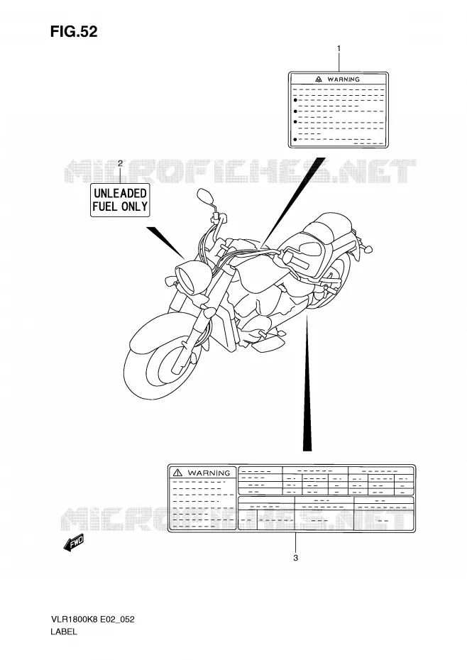 ETIQUETTE Suzuki MOTO 1800 BOULEVARD 2008  VLR1800U2K8(E2)