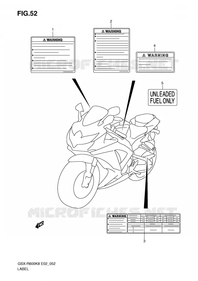 ETIQUETTE Suzuki MOTO 600 GSX-R 2009  GSX-R600K9(E2)