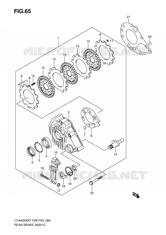 FREIN ARRIERE Suzuki QUAD 450 KINGQUAD 2008  LT-A450XK8(P28/P33)