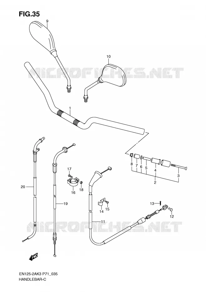 GUIDON (EN125-2AK3/AK7/AK8) Suzuki MOTO 125 EN 2007  EN125HUK7(P71)