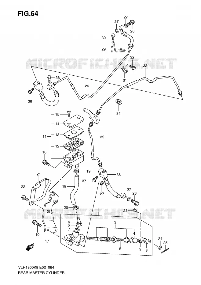 MAITRE CYLINDRE ARRIERE Suzuki MOTO 1800 INTRUDER 2009  VLR1800K9(E2)