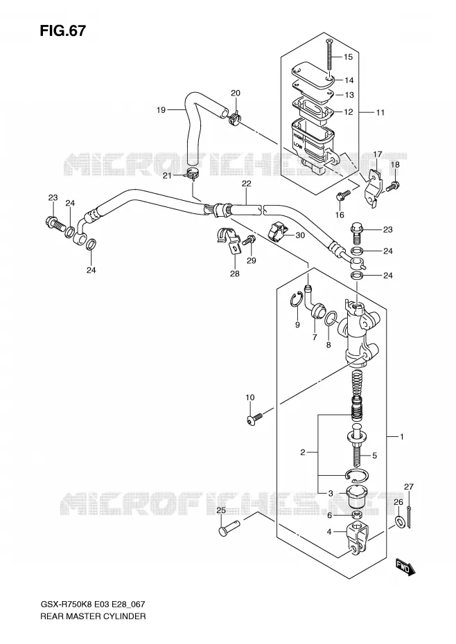 MAITRE CYLINDRE ARRIERE Suzuki MOTO 750 GSX-R 2009  GSX-R750K9(E3/E28)