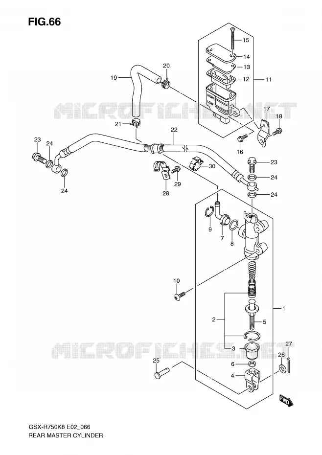 MAITRE CYLINDRE ARRIERE Suzuki MOTO 750 GSX-R 2009  GSX-R750UFK9(E2)