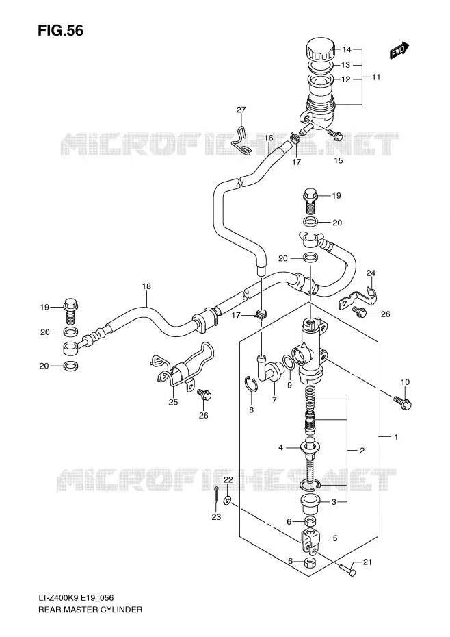 MAITRE CYLINDRE ARRIERE Suzuki QUAD 400 QUADSPORT 2010  LT-Z400L0(E19)