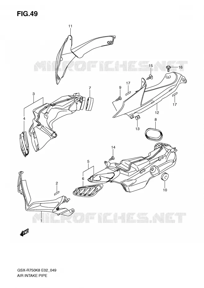 PRISE D AIR (MODEL K8) Suzuki MOTO 750 GSX-R 2008  GSX-R750K8(E2)