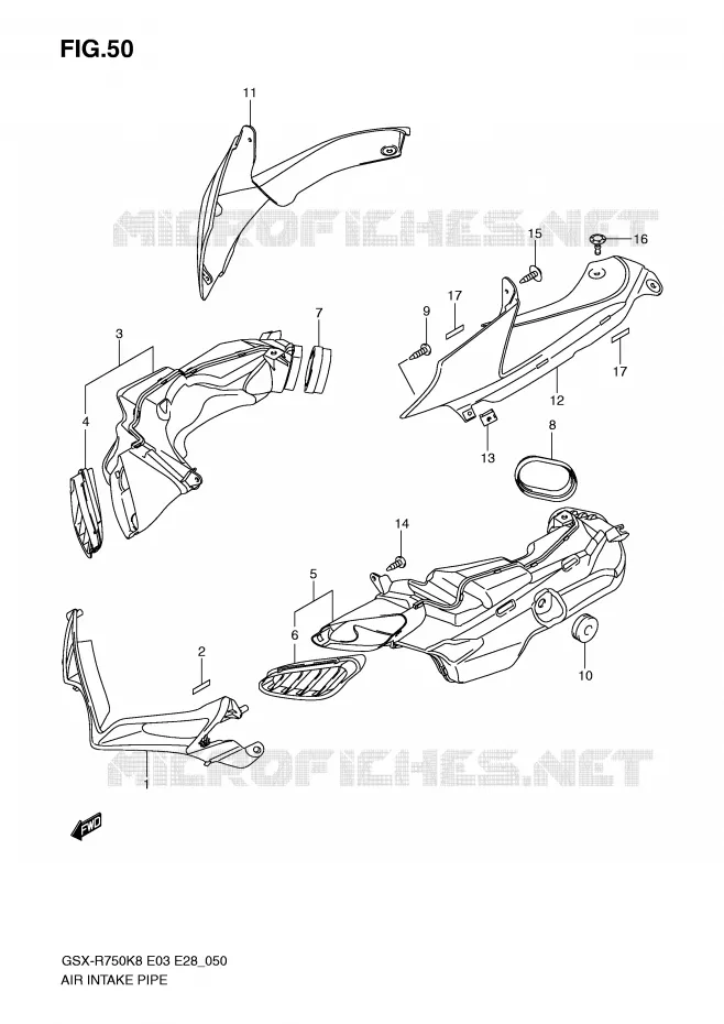 PRISE D AIR (MODEL K8) Suzuki MOTO 750 GSX-R 2010  GSX-R750L0(E3/E28)