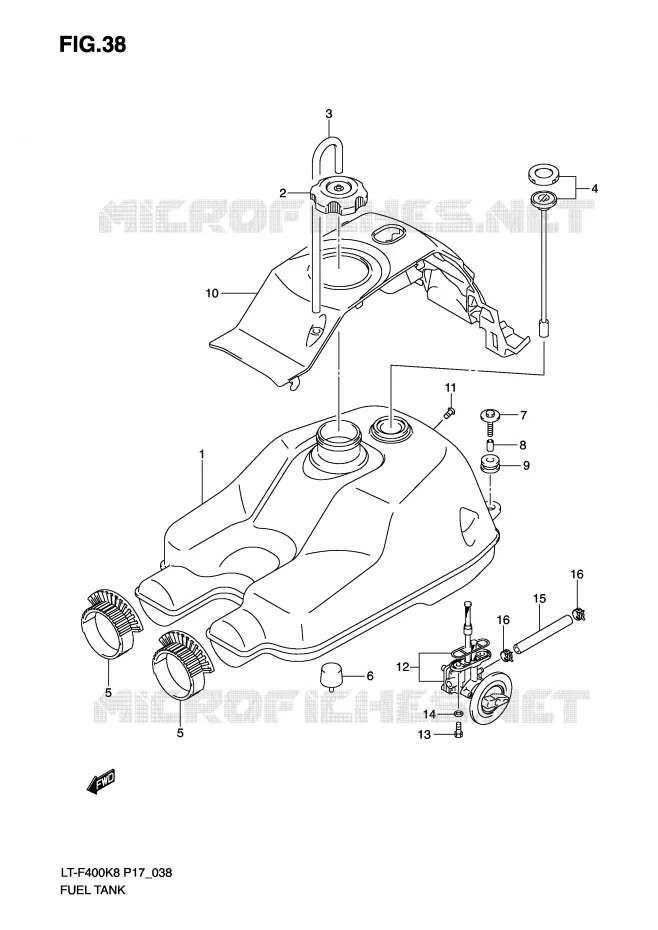 RESERVOIR D'ESSENCE (MODEL K8/K9) Suzuki QUAD 400 KINGQUAD 2010  LT-F400L0(P17)